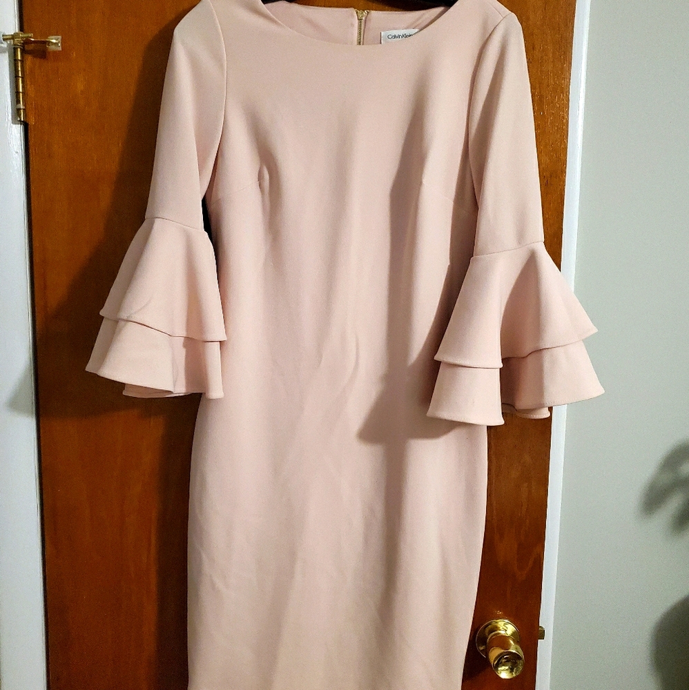 Bell-Sleeve Calvin Klein Dress